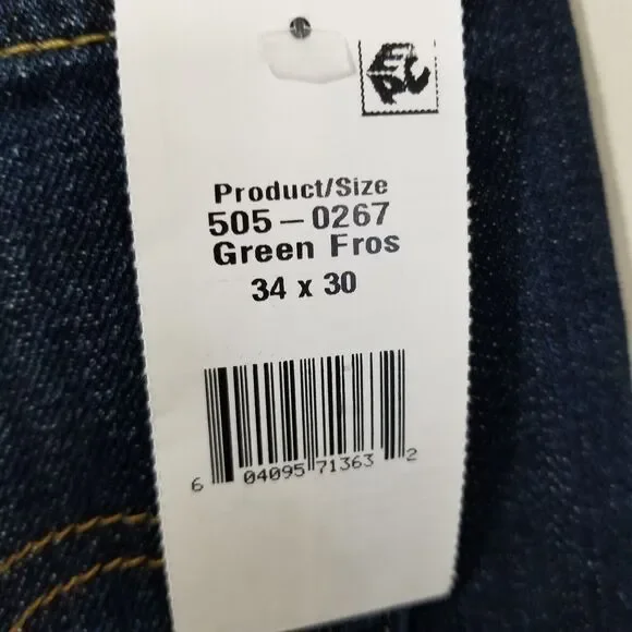 Levis 505 Jeans Men 34x30 Actual 34x29 Regular Fit Straight Blue Denim - Picture 8 of 12